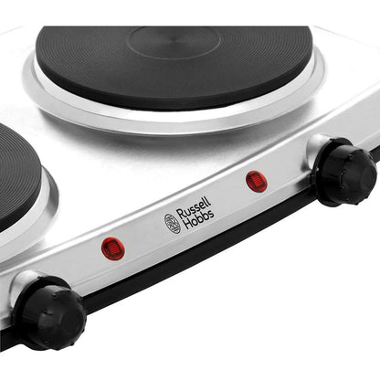 Russell Hobbs 2 Zone Electric Mini Hob - Stainless Steel | 15199 from DID Electrical - guaranteed Irish, guaranteed quality service. (6890750902460)