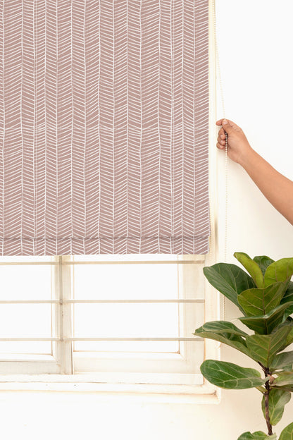 Rustle Mahogany Green 100% Customizable Cotton floral blind for living room - Room darkening
