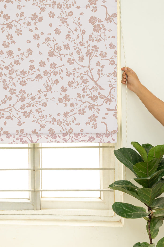 Sakura 100% Cotton Sheer Printed Customizable blind for livingroom & Bedrooms-Light Filtering