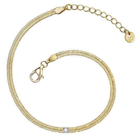 Schlangenarmband gold Zirkonia weiß