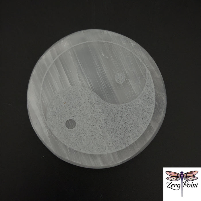 Selenite Engraved Charging Plate 2.75" - Zero Point Crystals
