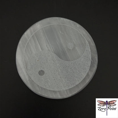 Selenite Engraved Charging Plate 2.75" - Zero Point Crystals