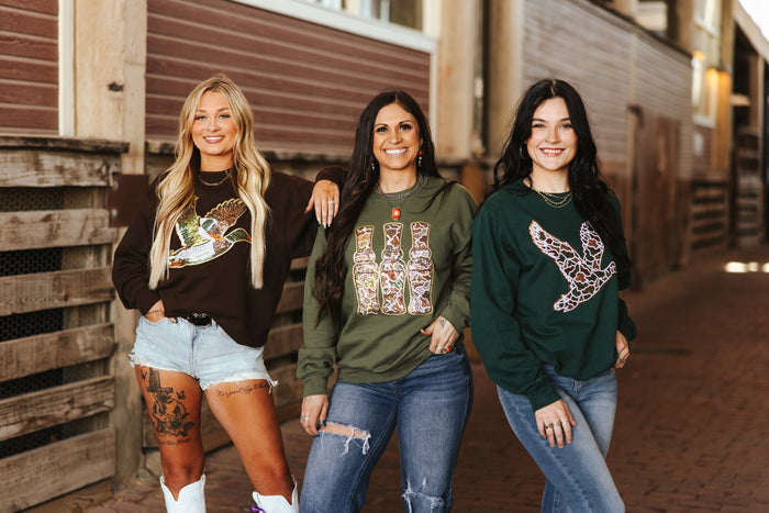 Sequin Mallard Duck Patch SweaterBrownS