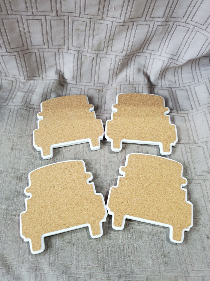 Set of 4 Holiday Market Ceramic Merry Christmas Red Truck Coasters