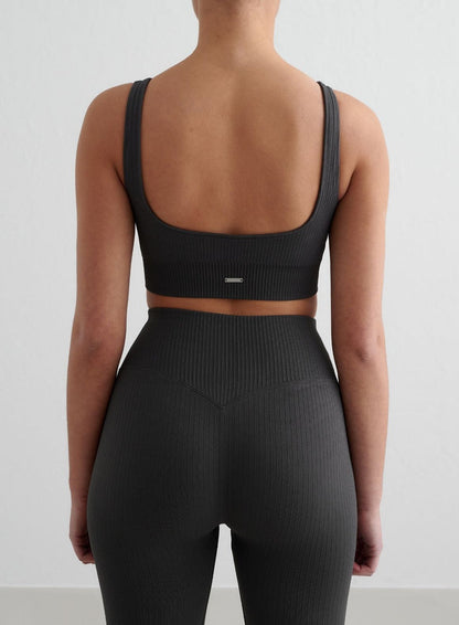 Shadow Grey Ribbed Seamless Bra