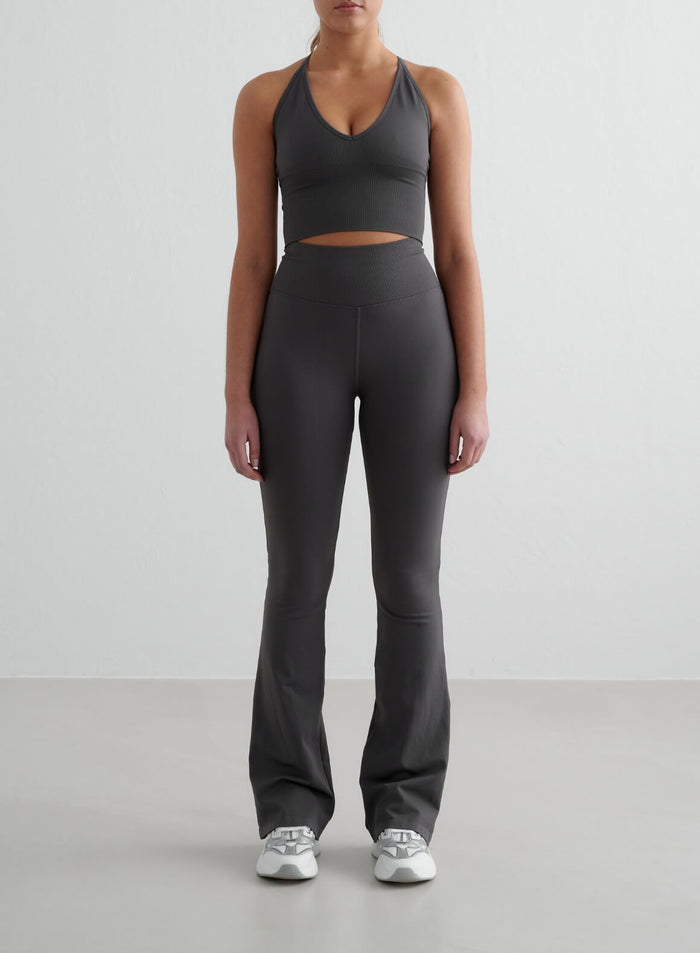 High-waisted shadow grey Shape Seamless Flare Tights by aim'n with a flattering flared leg and second skin feel.