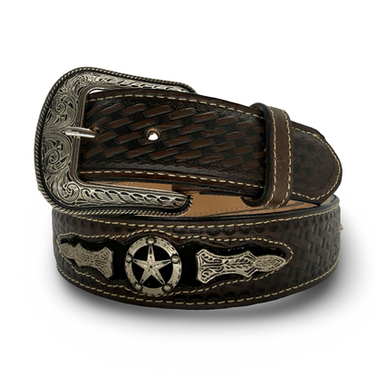 Sheriff Style Brown Leather Belt
