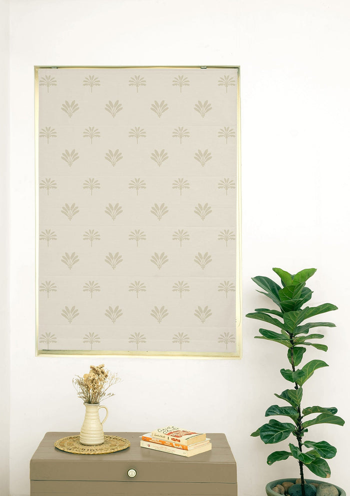 Silva Beige Embroidered 100% Cotton Sheer Blind For Living Room | Light Reduction