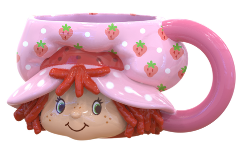 Silver Buffalo Strawberry Shortcake Head Ceramic 3D Sculpted Mug