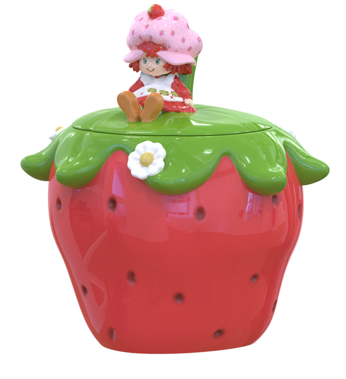 Silver Buffalo Strawberry Shortcake Sitting Small Sculpted Ceramic Cookie Jar