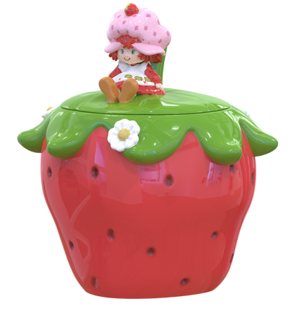 Silver Buffalo Strawberry Shortcake Sitting Small Sculpted Ceramic Cookie Jar