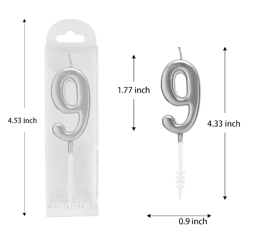 TM Party Silver Number Candle