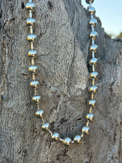 Silver Pearls Beaded Chain Necklace