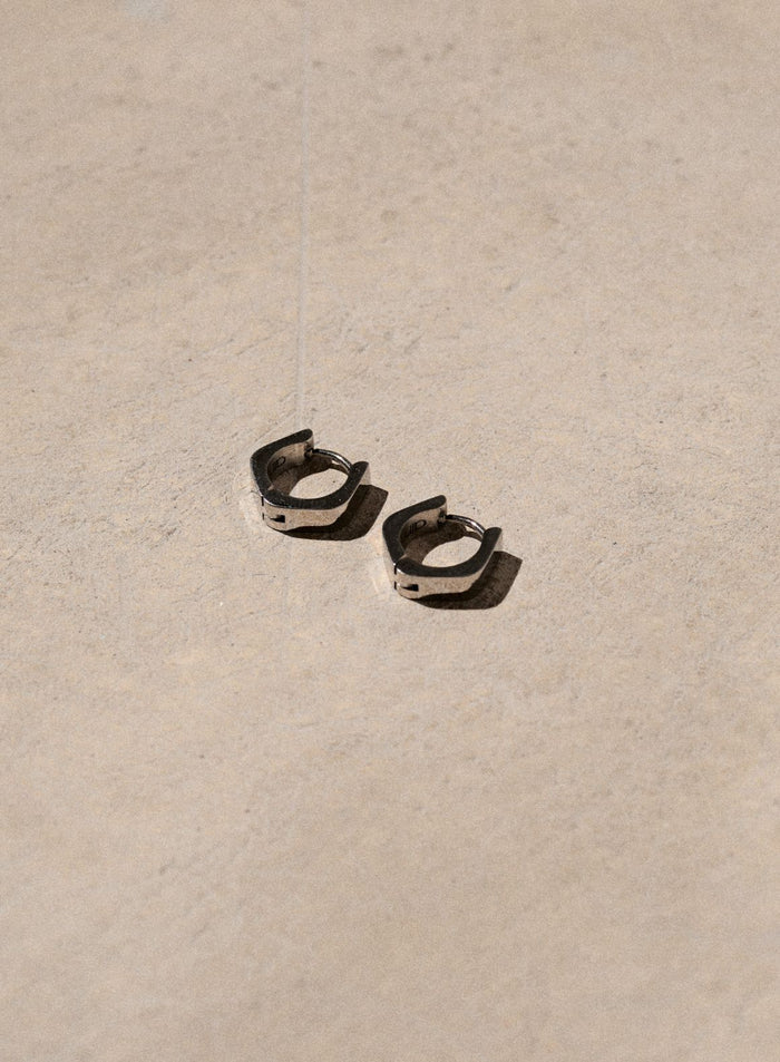 Silver Waterproof Angle Hoop Earrings