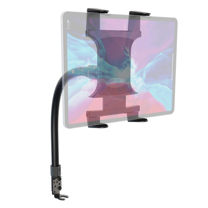 The Slim-Grip® Tablet Holder with Seat Rail Mount and 22 Bendable Arm offers hands-free tablet use, securely attaching to surfaces via a clamp base—an ideal, flexible alternative to floor mounts for versatile setups and adjustable positioning.