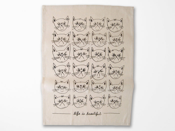 Snitty Kitty Life Is Beautiful Tea Towel