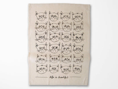 Snitty Kitty Life Is Beautiful Tea Towel