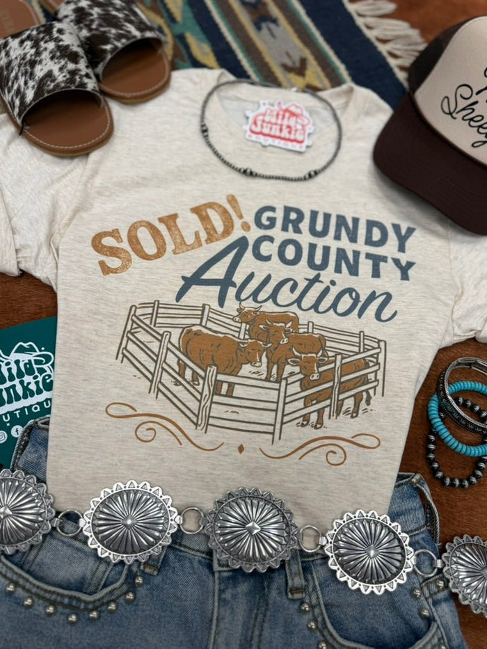 Sold! Grundy County Auction Graphic TeeHeather OatmealS