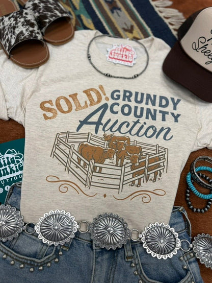 Sold! Grundy County Auction Graphic TeeHeather OatmealS