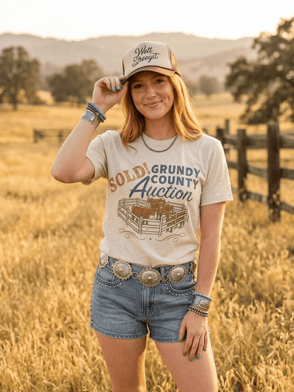 Sold! Grundy County Auction Graphic TeeHeather OatmealS