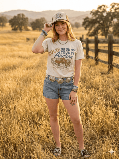 Sold! Grundy County Auction Graphic TeeHeather OatmealS