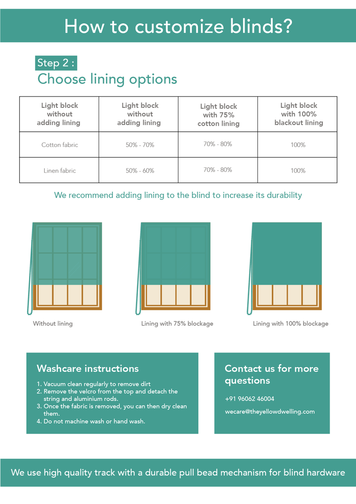 Solid Aqua Blue 100% Cotton Plain Customizable blind for bedroom - Room darkening