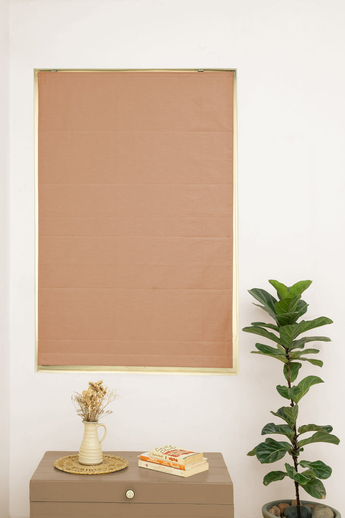 Solid Chocolate Brown 100% cotton plain Customizable blind for bedroom - Room darkening