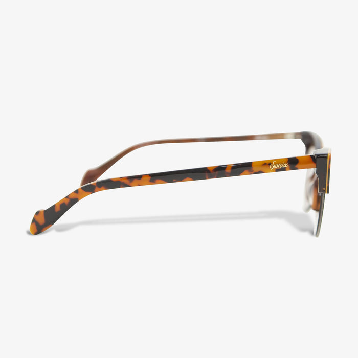 brown tort faye cat eye sunglasses with brown lens