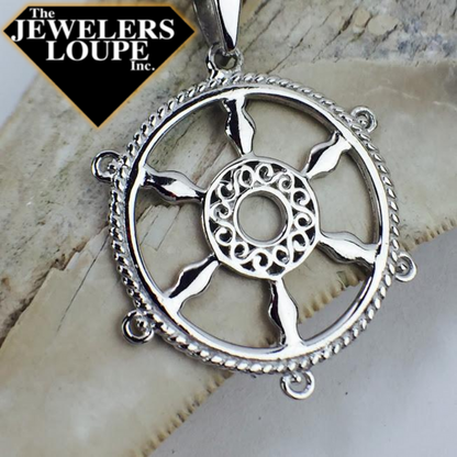 Southern Gates Harbor Series Sterling Silver Ships Wheel Pendant