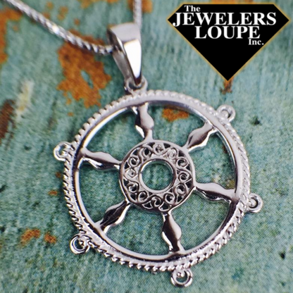 Southern Gates Harbor Series Sterling Silver Ships Wheel Pendant