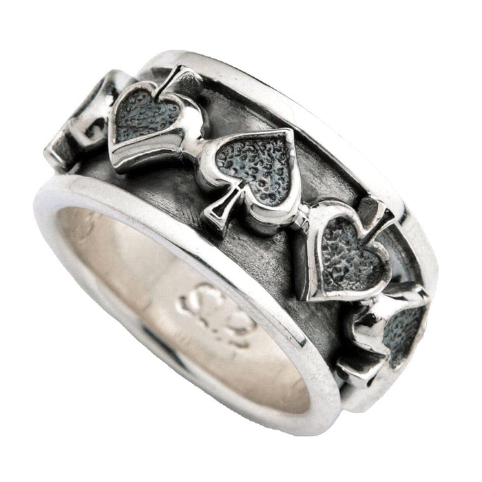 A side profile of the spinner ring, showing its very wide 14mm band.