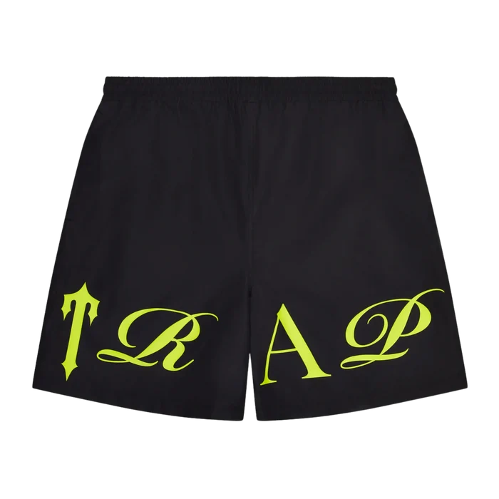 Spodenki Trapstar Script Shell Shorts Black/Slime TRAPSTAR Spodnie