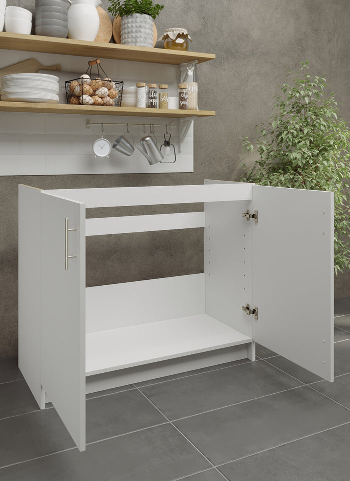 Spülenunterschrank 100cm Weiß Matt – Küchen Unterschrank für Spüle Schrank