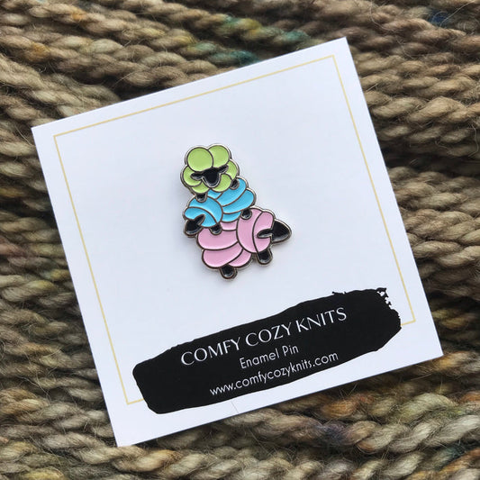 Stacked Sheep Enamel Pin