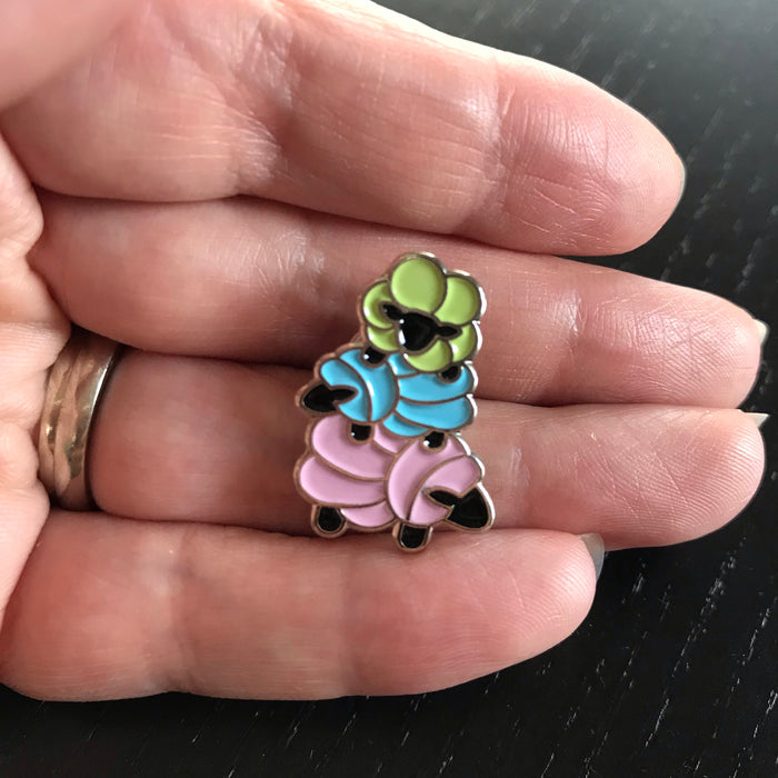 Stacked Sheep Enamel Pin