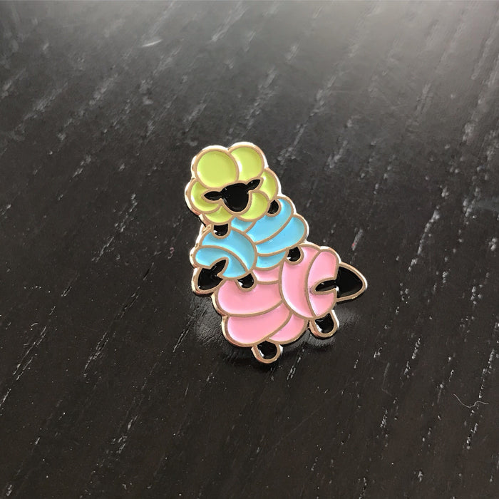 Stacked Sheep Enamel Pin