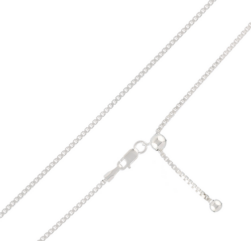 Sterling Silver Adjustable Box Chain - Zero Point Crystals