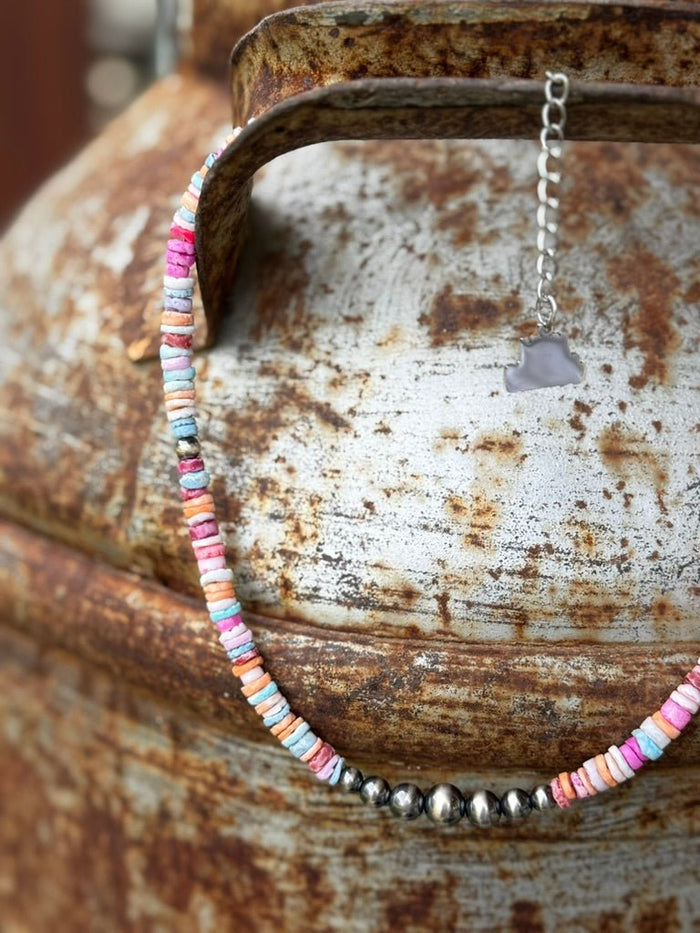 Sterling Silver Desert Spectrum Heishi Beaded Necklace