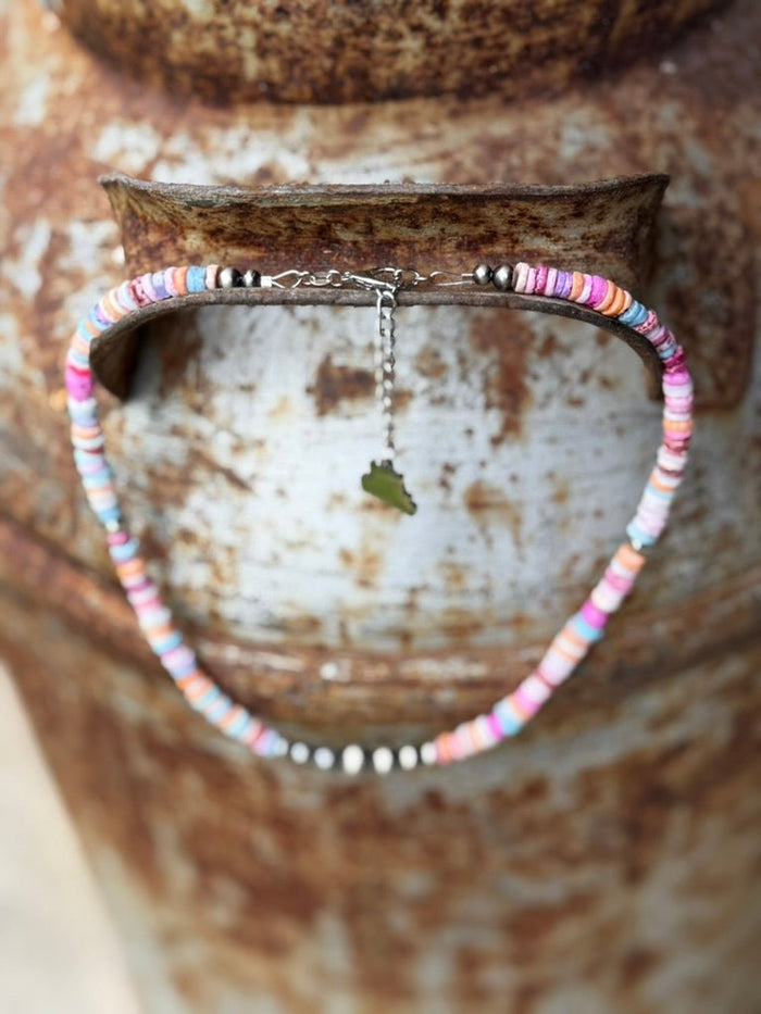 Sterling Silver Desert Spectrum Heishi Beaded Necklace
