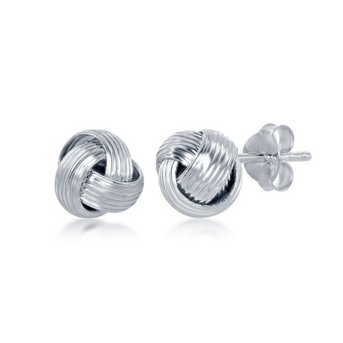 Sterling Silver Designed Love Knot Stud Earrings.