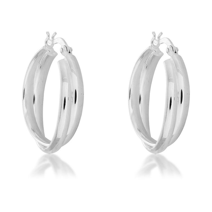 Sterling Silver Double Hoop Earrings.