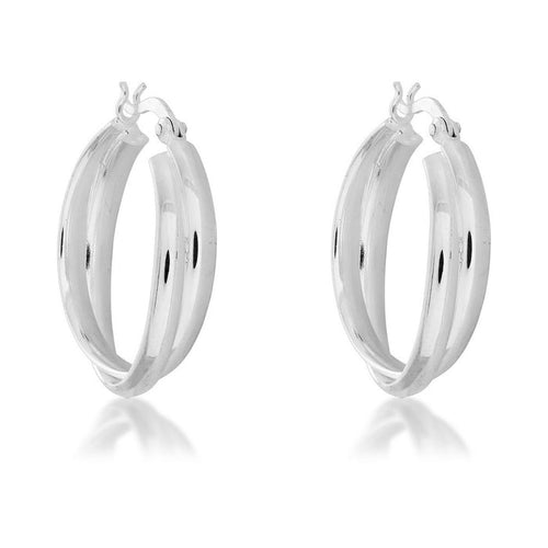 Sterling Silver Double Hoop Earrings.