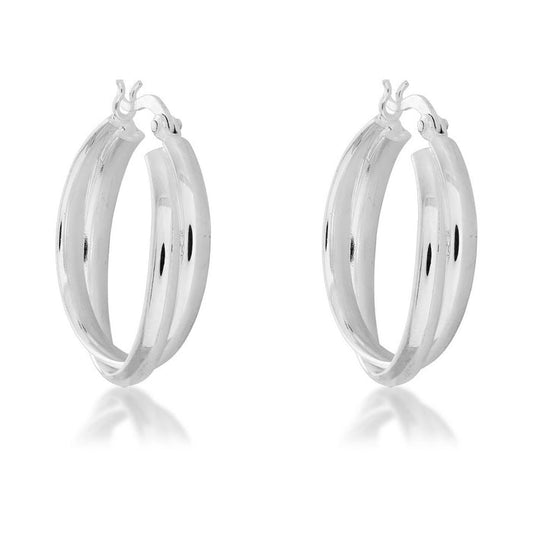 Sterling Silver Double Hoop Earrings.