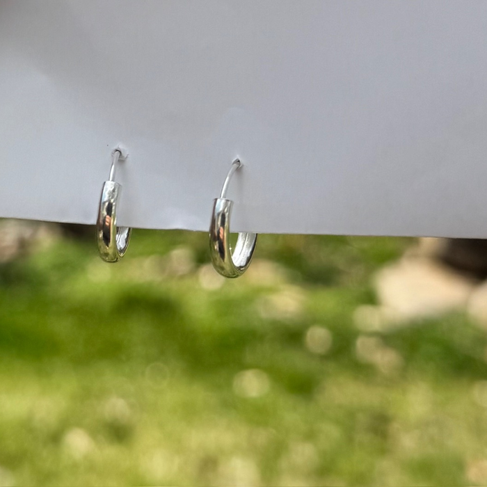 Endless loop closure. Sterling Silver Hoops 16 mm wide. nickel free.