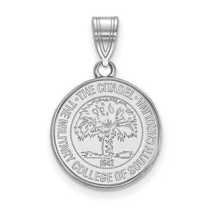 Sterling Silver LogoArt Officially Licensed The Citadel Crest Pendant, Medium