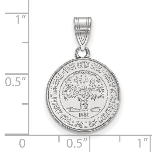 Sterling Silver LogoArt Officially Licensed The Citadel Crest Pendant, Medium