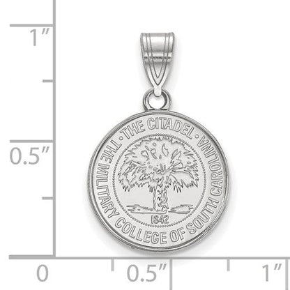 Sterling Silver LogoArt Officially Licensed The Citadel Crest Pendant, Medium