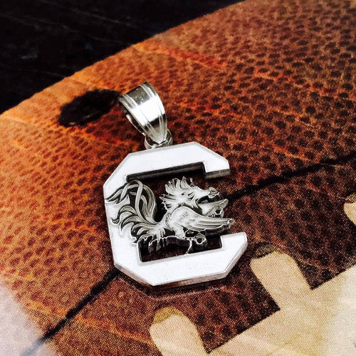Sterling Silver LogoArt Officially Licensed University of South Carolina Medium Pendant