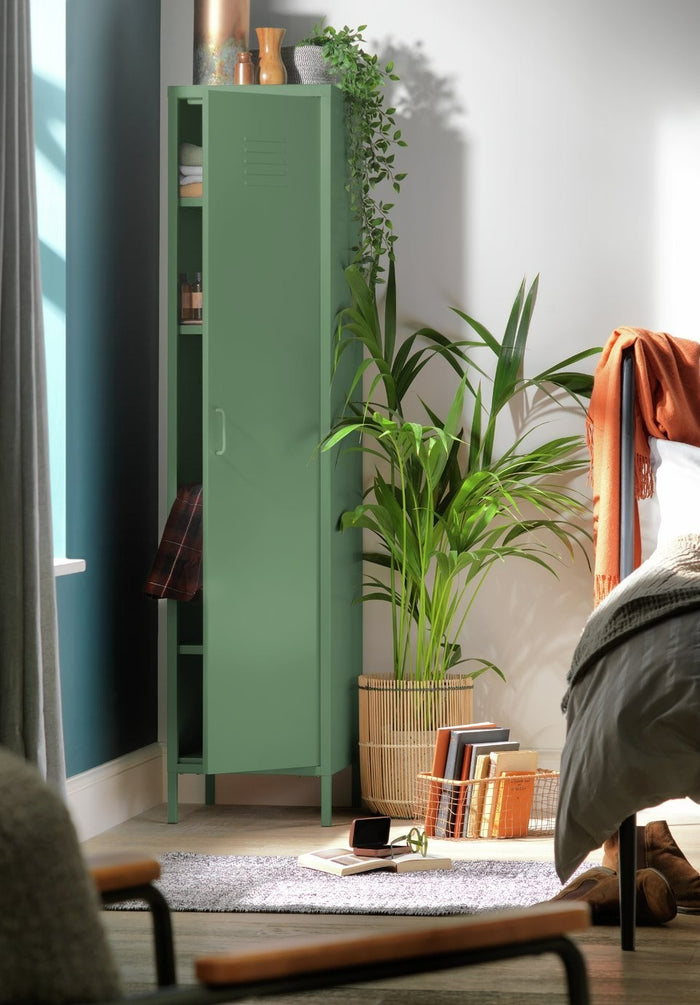 Stevie Tall 1 Door 4 Shelf Locker - Green | Vertical Space Solution