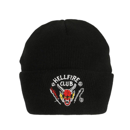 Stranger Things - Hellfire Club Embroidery On Black Acrylic Knit Cuff Beanie - Kryptonite Character Store